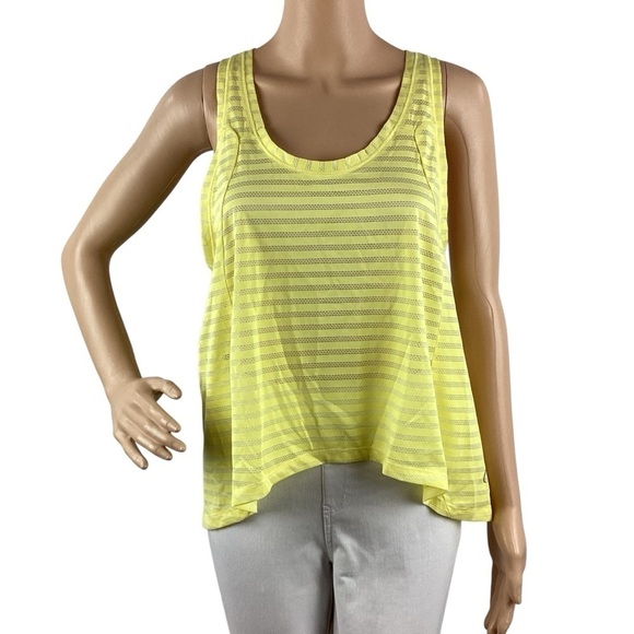 ZYIA Tops - Zyia Active Lemon Nimbus Split Back Tank Yellow Striped Open Back Size M